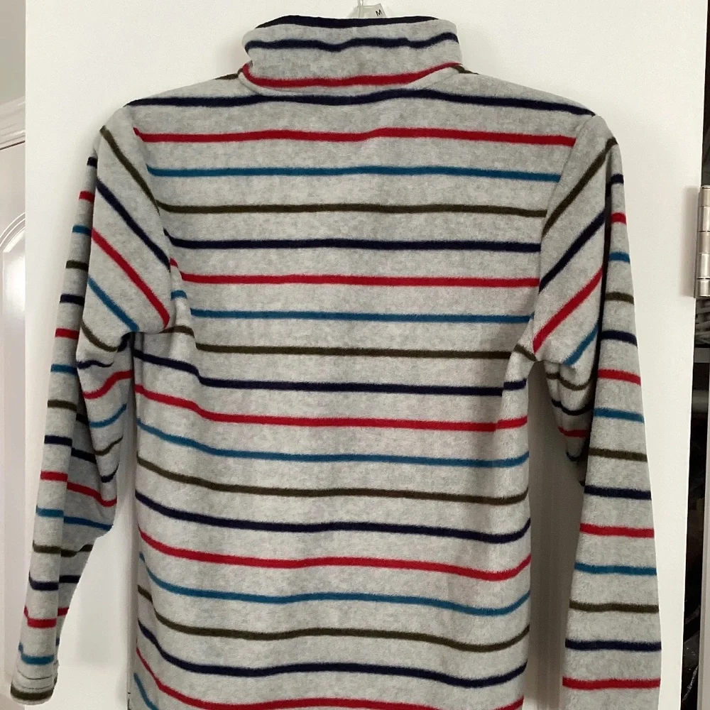 Gymboree Boy Striped Fleece Size L Pullover Shirt Gray Red Blue Green Stripes